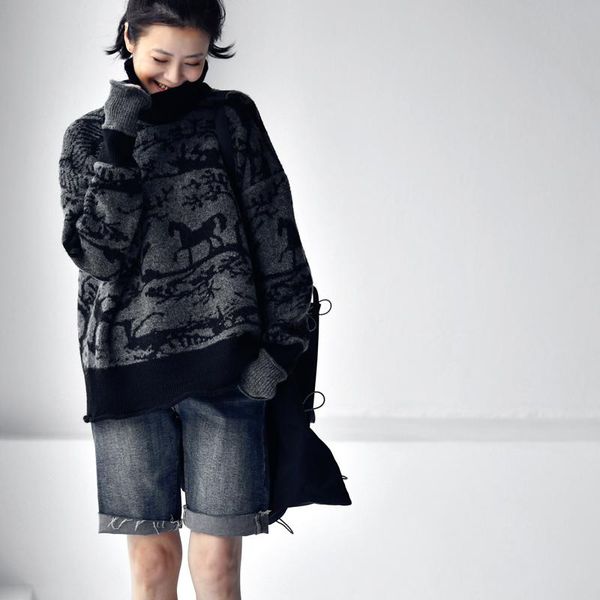 micoco m9106c art-vintage yarn-dyed floral soft flapped turtleneck warm sweater for women winter, White;black
micoco m9106c art-vintage yarn-dyed floral soft flapped turtleneck warm sweater for women winter, White;black