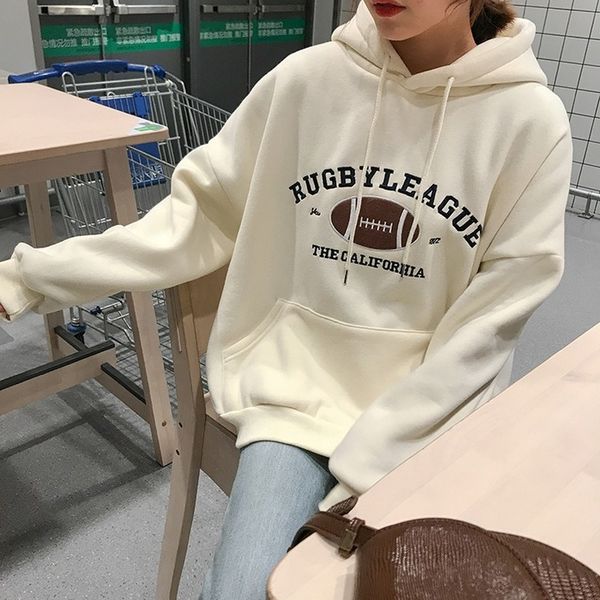 rugby fleece women hoodie beige gray blue loose casual korean style sweatshirt hooded pull y1109, Black
rugby fleece women hoodie beige gray blue loose casual korean style sweatshirt hooded pull y1109, Black