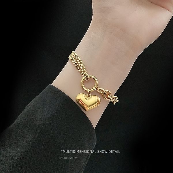 kh00x heavy industry rough flat love design versatile plated heart bracelet bracelet jewelry titanium steel e120 with 18k gold peach 3drfh, Golden;silver
kh00x heavy industry rough flat love design versatile plated heart bracelet bracelet jewelry titanium steel e120 with 18k gold peach 3drfh, Golden;silver