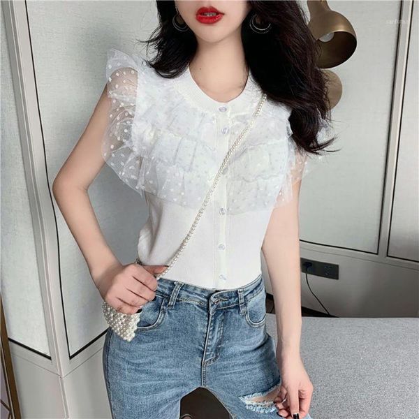 new ruffled mesh gauze stitching women t-shirts sleeveless slim stretch lace design solid print casual 20201, White
new ruffled mesh gauze stitching women t-shirts sleeveless slim stretch lace design solid print casual 20201, White