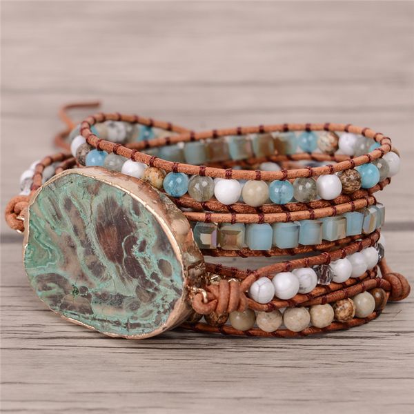 latest 2020 - 5x leather wrap beaded bracelet huge oceanstone bracelet, boho chic jewelry, bohemian bracelet valentine's gift, Golden;silver
latest 2020 - 5x leather wrap beaded bracelet huge oceanstone bracelet, boho chic jewelry, bohemian bracelet valentine's gift, Golden;silver