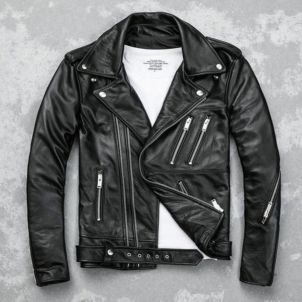 2020 black men biker's leather jacket double diagonal zipper genuine thick cowhide slim fit short motorcycle coat ing
2020 black men biker's leather jacket double diagonal zipper genuine thick cowhide slim fit short motorcycle coat ing