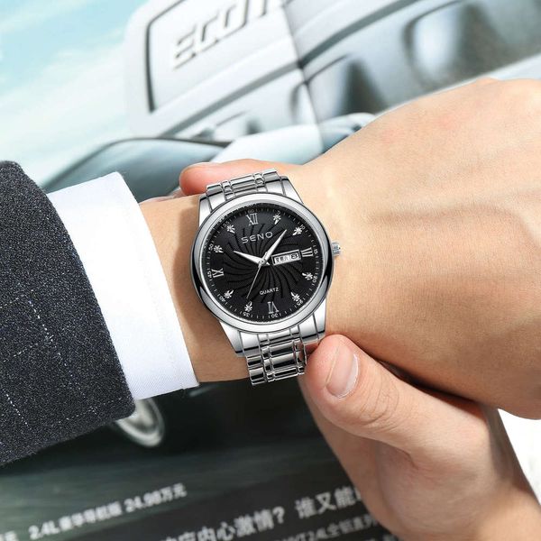 business automatic non mechanical watch men's luminous waterproof double calendar watch, Slivery;brown
business automatic non mechanical watch men's luminous waterproof double calendar watch, Slivery;brown