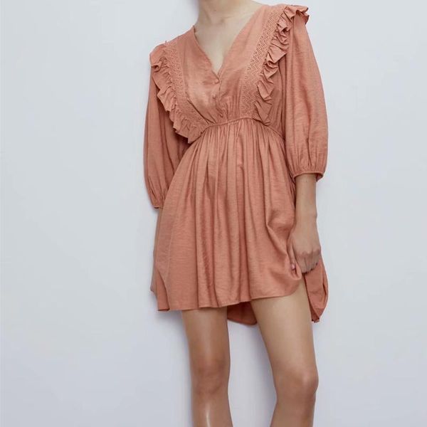 solid color high waist v-neck dress fashionable cotton ruffled women's long sleeve dress spring summer women's dresses, Black;gray
solid color high waist v-neck dress fashionable cotton ruffled women's long sleeve dress spring summer women's dresses, Black;gray