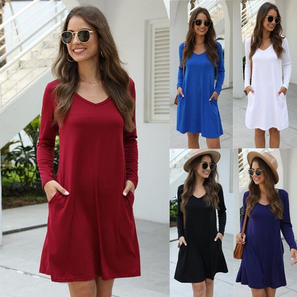 casual dresses boho beach fall womens o-neck party autumn dress with pocket long sleeve loose mini short, Black;gray
casual dresses boho beach fall womens o-neck party autumn dress with pocket long sleeve loose mini short, Black;gray