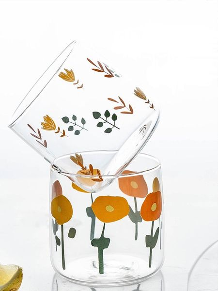Korean Ins Style Flower Pattern Water Breakfast Cola Juice Glass Cup by Personal Use
Korean Ins Style Flower Pattern Water Breakfast Cola Juice Glass Cup by Personal Use