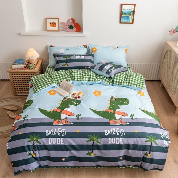cartoon style dinosaur printed bedding set duvet cover flat sheet pillowcase bed linen for boy girl birthday gifts single twin
cartoon style dinosaur printed bedding set duvet cover flat sheet pillowcase bed linen for boy girl birthday gifts single twin