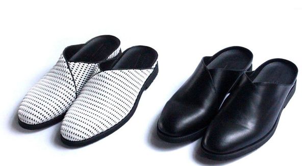 new style men fashion round toes scuffs men weaving design enalgnd style summer flat leather slippers, Black 
new style men fashion round toes scuffs men weaving design enalgnd style summer flat leather slippers, Black