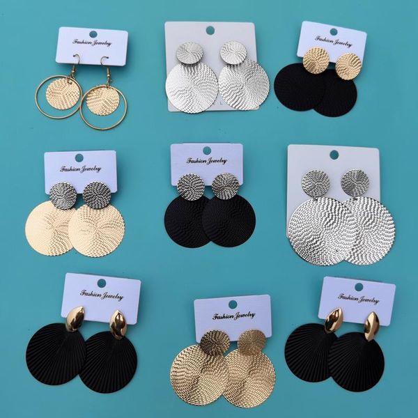 fashion exquisite metal round dangle drop earrings for women simple retro black golden big geometric earrings 2021 charm jewelry, Silver
fashion exquisite metal round dangle drop earrings for women simple retro black golden big geometric earrings 2021 charm jewelry, Silver