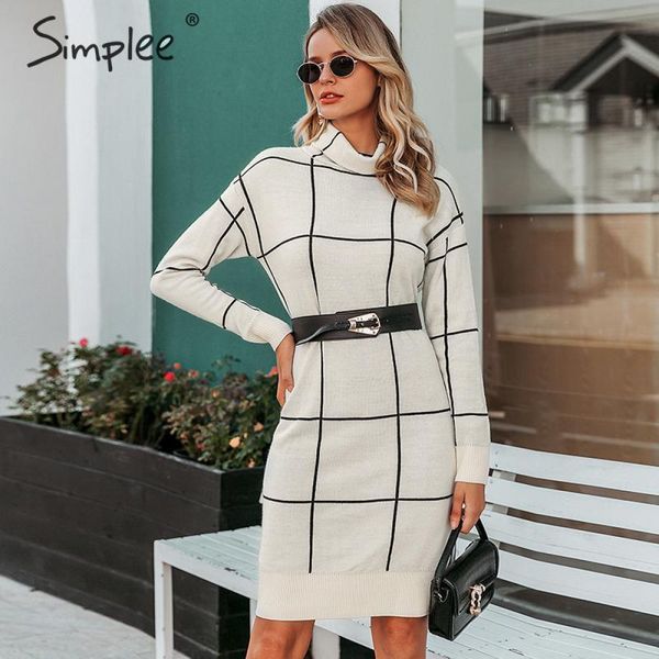 simplee elegant women knitted dress long sleeve turtleneck plaid dress winter office lady straight chic pullover sweater dress 201125, Black;gray
simplee elegant women knitted dress long sleeve turtleneck plaid dress winter office lady straight chic pullover sweater dress 201125, Black;gray