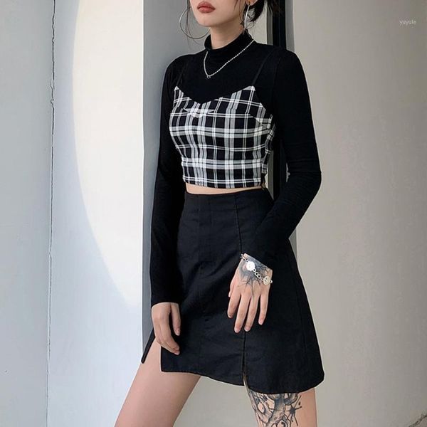 olid color round neck sweet plaid and black crop streetwear two piece outfit turtleneck long-sleeve t shirt female pullover1, White
olid color round neck sweet plaid and black crop streetwear two piece outfit turtleneck long-sleeve t shirt female pullover1, White