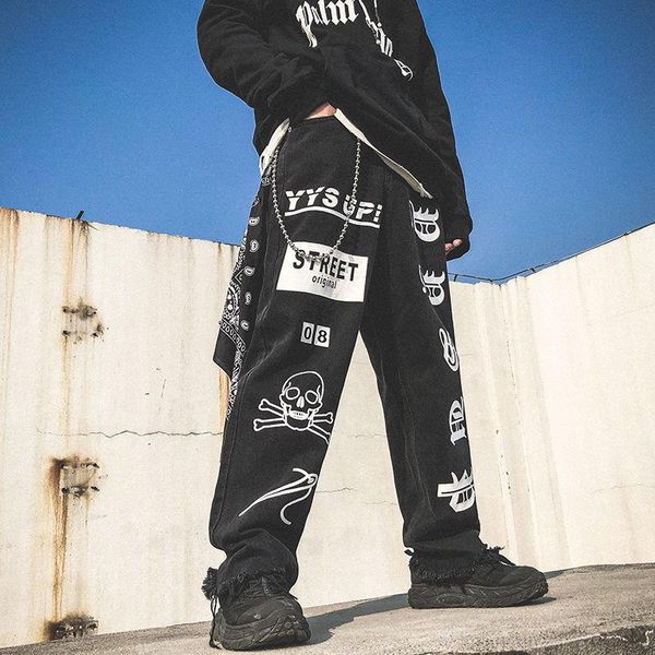 hip hop hip hop reflective letter men black straight jeans streetwear men's loose wide leg denim pants 2020 man trousers, Blue
hip hop hip hop reflective letter men black straight jeans streetwear men's loose wide leg denim pants 2020 man trousers, Blue