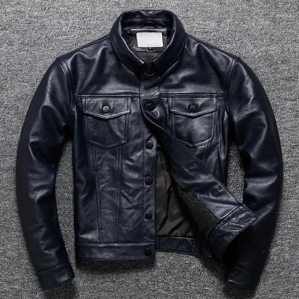is cowboy blue lear jacket first layer lear skin material male version coat of cultivate1, Black
is cowboy blue lear jacket first layer lear skin material male version coat of cultivate1, Black