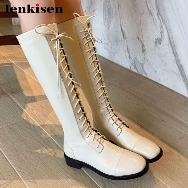 boots lenkisen motorcycle genuine leather cross-tied thick med heel round toe zipper pretty girls daily wear knee-high l99, Black
boots lenkisen motorcycle genuine leather cross-tied thick med heel round toe zipper pretty girls daily wear knee-high l99, Black
