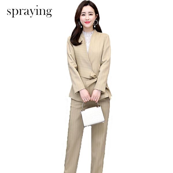 spring two piece set women striped trends fashion sets long sleeve office lady suit ensemble femme and pants 201119, White
spring two piece set women striped trends fashion sets long sleeve office lady suit ensemble femme and pants 201119, White