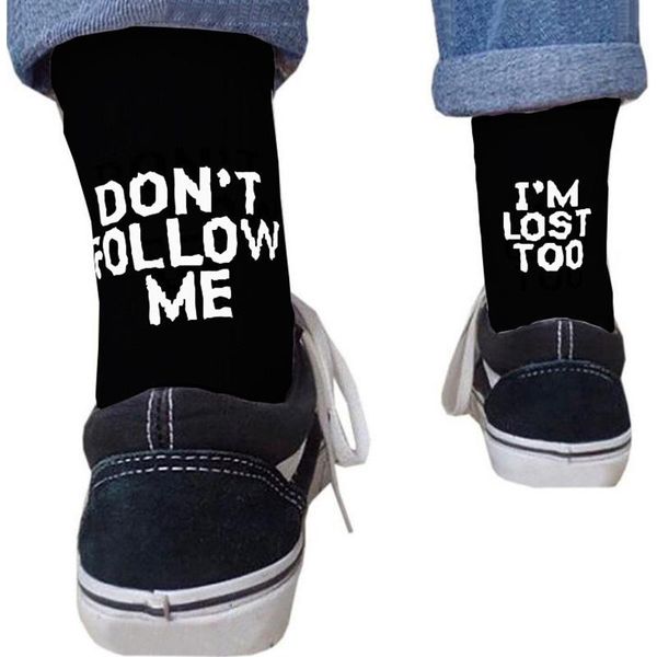 men's socks don't follow me i am lost too funny men and women's english letter, Black
men's socks don't follow me i am lost too funny men and women's english letter, Black