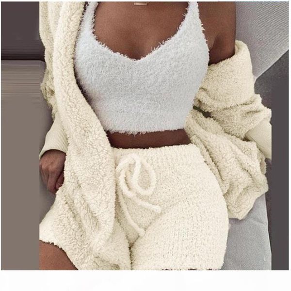 pajamas set women fashion winter soft warm plush casual sportswear long sleeve crop shirt shorts suit 3pcs vest+coat+pants, White
pajamas set women fashion winter soft warm plush casual sportswear long sleeve crop shirt shorts suit 3pcs vest+coat+pants, White