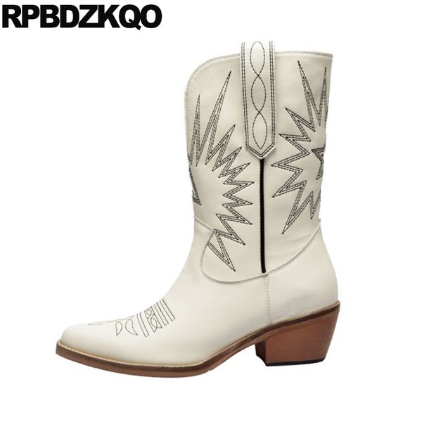 boots autumn size 34 brand cowgirl women mid calf pointed toe chunky shoes embroidery embroidered white block western cowboy, Black
boots autumn size 34 brand cowgirl women mid calf pointed toe chunky shoes embroidery embroidered white block western cowboy, Black