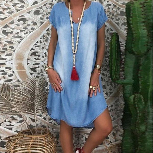 women plus size dress fashion short sleeve v neck denim jean dress mini denim short dresses maxi dresses vestido blanco js5, Black;gray
women plus size dress fashion short sleeve v neck denim jean dress mini denim short dresses maxi dresses vestido blanco js5, Black;gray