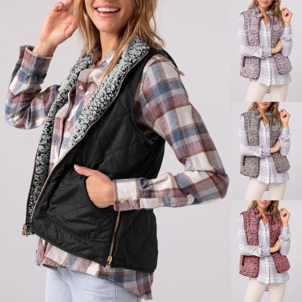 winter sleeveless vest coats women casual solid outerwear plush zipper pocket woman waistcoat reversible vest coat #cl3, Black;white
winter sleeveless vest coats women casual solid outerwear plush zipper pocket woman waistcoat reversible vest coat #cl3, Black;white