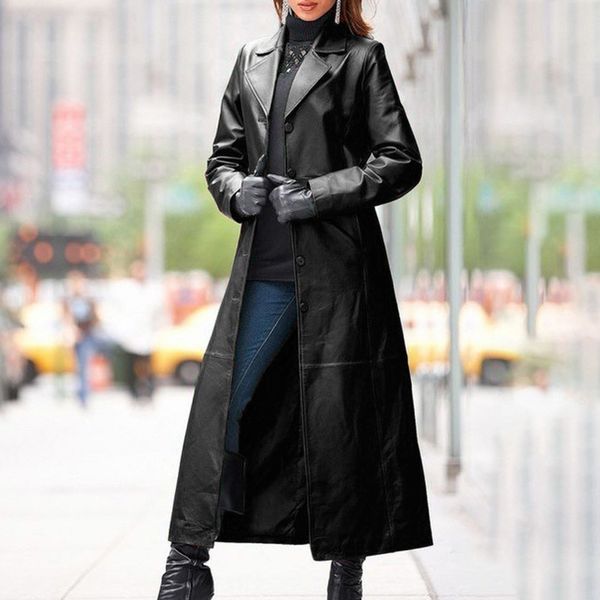 2021 autumn winter plutonium leather of the long trench thin women oversized black elegant jacket streetwear outwear fashion 2u66
2021 autumn winter plutonium leather of the long trench thin women oversized black elegant jacket streetwear outwear fashion 2u66