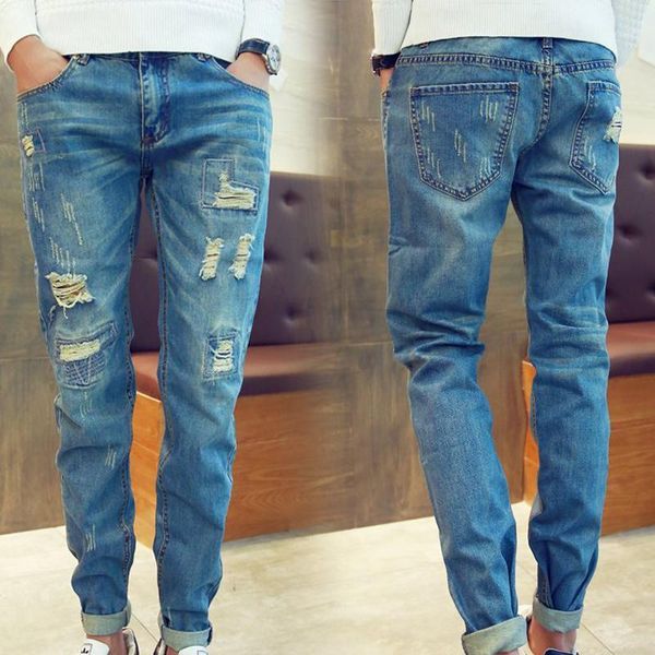 new 2020 fashion leisure ripped hole distressed jeans boys leg straight patch youth men's trousers harem ankle length pants1, Blue
new 2020 fashion leisure ripped hole distressed jeans boys leg straight patch youth men's trousers harem ankle length pants1, Blue