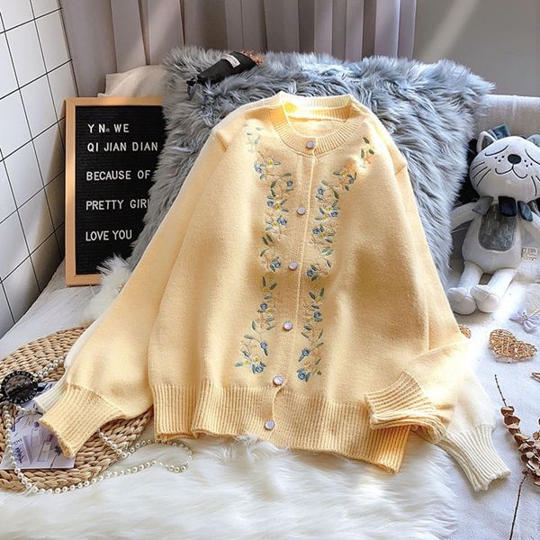 2020 autumn new small fresh round neck coat embroidered sweater embroidery embroidery loose korean knitted cardigan women sweater coat ax6g4, White;black
2020 autumn new small fresh round neck coat embroidered sweater embroidery embroidery loose korean knitted cardigan women sweater coat ax6g4, White;black