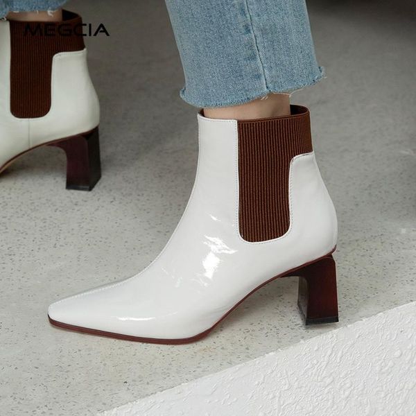 megcia 2020 real leather high heels boots women pointed toe white ankle boots patent elastic shoes black autumn winter a30
megcia 2020 real leather high heels boots women pointed toe white ankle boots patent elastic shoes black autumn winter a30