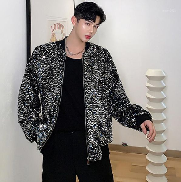men's jackets black sequins jacket men casual clothes mens glossy loose coats jaqueta masculina singer stage b4931, Black;brown
men's jackets black sequins jacket men casual clothes mens glossy loose coats jaqueta masculina singer stage b4931, Black;brown