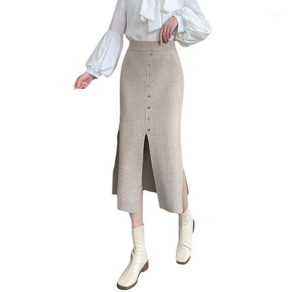 2021 new autumn and winter knitted split women skirts elegant solid single-breasted high-waist mid-calf skirt casual all-match1, Black
2021 new autumn and winter knitted split women skirts elegant solid single-breasted high-waist mid-calf skirt casual all-match1, Black