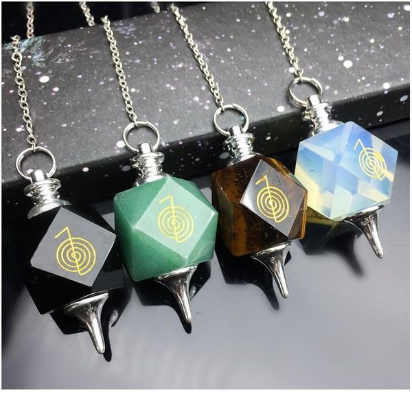 natural reiki chakra symbol carving stone pendulum for biolocation amulet pendant chain quartz crystal pendulo divinat jllaks, Black
natural reiki chakra symbol carving stone pendulum for biolocation amulet pendant chain quartz crystal pendulo divinat jllaks, Black