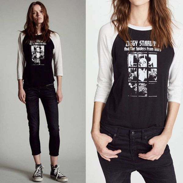 7 autumn / black white contrast 4 t-shirt slim and nostalgic concert print raglan medium sleeve for women, Black;gray
7 autumn / black white contrast 4 t-shirt slim and nostalgic concert print raglan medium sleeve for women, Black;gray