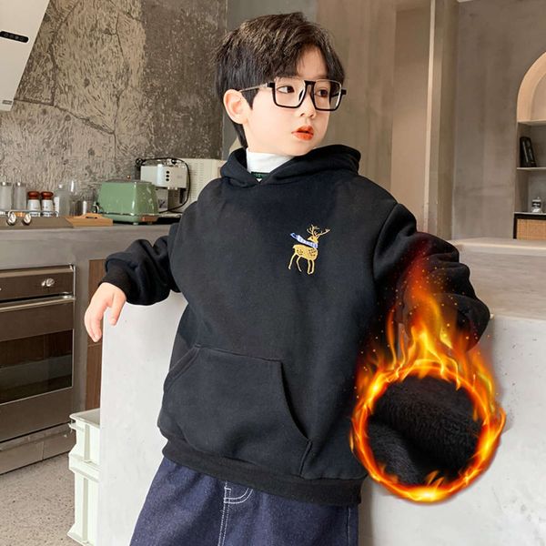 boys' plush thickened letter printed sweater network children's fashion hooded pullover baby coat, Black
boys' plush thickened letter printed sweater network children's fashion hooded pullover baby coat, Black