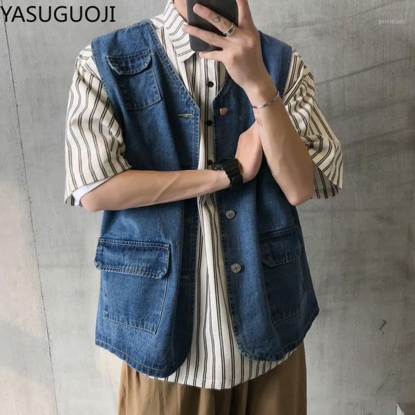 men's vests yasuguoji streetwear denim vest hip hop men fashion multiple pockets cargo sleeveless jeans jacket men's cowboy1, Black;white
men's vests yasuguoji streetwear denim vest hip hop men fashion multiple pockets cargo sleeveless jeans jacket men's cowboy1, Black;white
