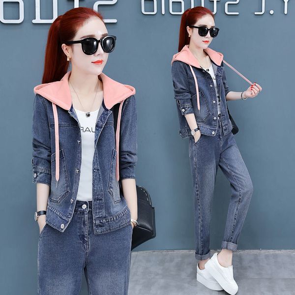 2 women's piece together with spring hoodie jeans jacket and casual denim brem pants harajuku streetwear vintage n1c0, Gray
2 women's piece together with spring hoodie jeans jacket and casual denim brem pants harajuku streetwear vintage n1c0, Gray