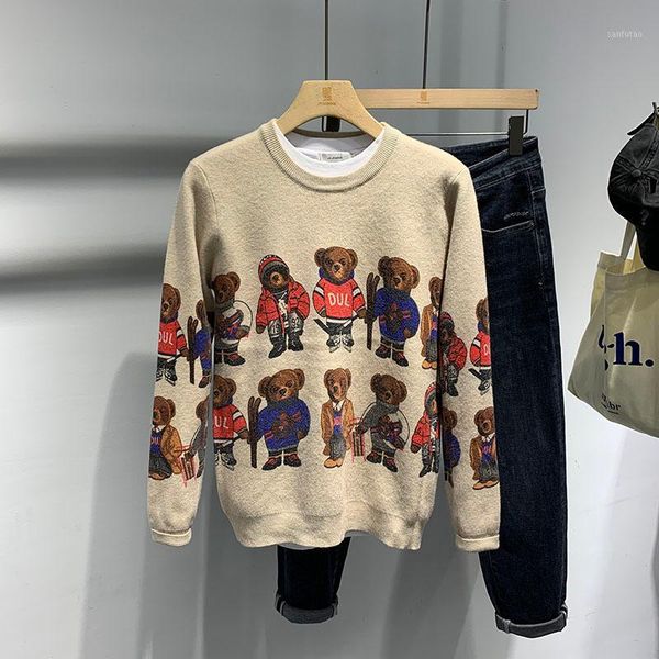new autumn winter cashmere warm sweater men bear print mens slim fit sweaters knitted men's christmas jumper1, White;black
new autumn winter cashmere warm sweater men bear print mens slim fit sweaters knitted men's christmas jumper1, White;black