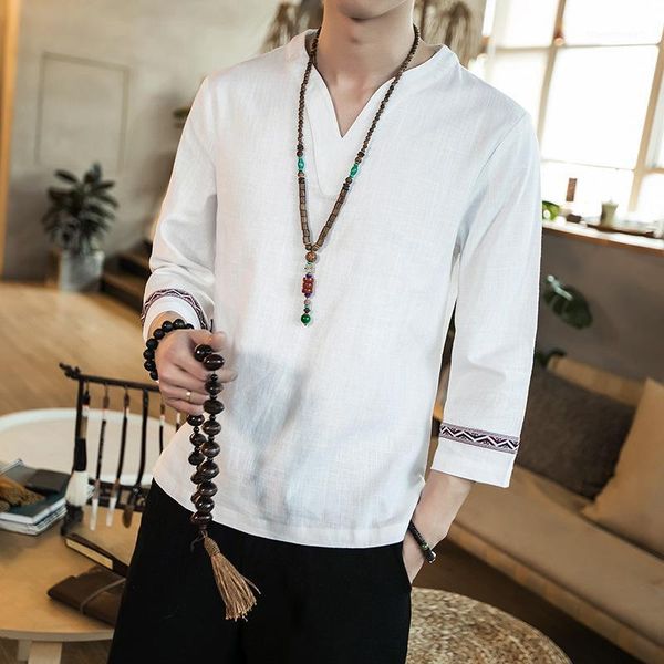 men's t-shirts chinese-style summer wear cotton linen fabric v-neck loose and plus-sized t-shirt men's fashion casual patchwork ei, White;black
men's t-shirts chinese-style summer wear cotton linen fabric v-neck loose and plus-sized t-shirt men's fashion casual patchwork ei, White;black