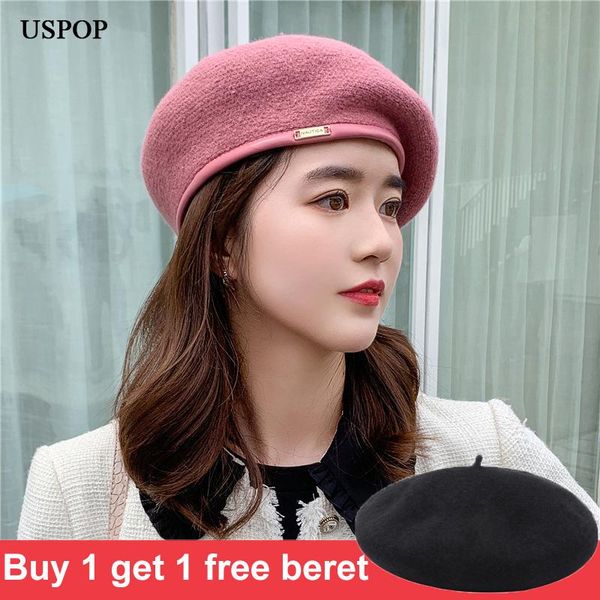 berets uspop 2021 winter hats women vintage leather wraped knitted beret, Blue;gray
berets uspop 2021 winter hats women vintage leather wraped knitted beret, Blue;gray
