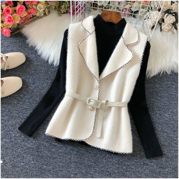 new spring 2021 female loose short single breasted wool belt waistcoats jacket y224 mgzn, Black;white
new spring 2021 female loose short single breasted wool belt waistcoats jacket y224 mgzn, Black;white