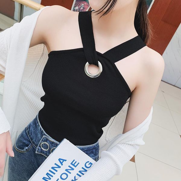 new women chic ring neck knitting vest shoulder hanging suspender ice silk polyester vest female girls short design camis tank, White
new women chic ring neck knitting vest shoulder hanging suspender ice silk polyester vest female girls short design camis tank, White