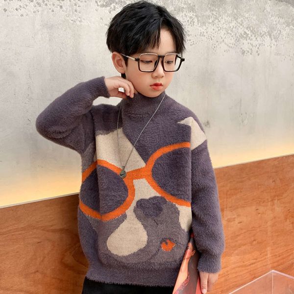 clothing boys' mink cashmere winter middle school children's korean version thickened sweater high collar, Blue
clothing boys' mink cashmere winter middle school children's korean version thickened sweater high collar, Blue