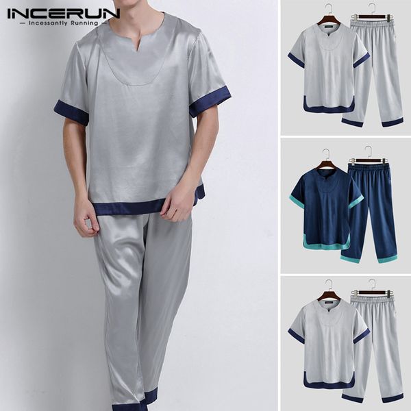 fashion men pajamas sets patchwork homewear 2020 soft short sleeve v neck pants breathable sleepwear sets men s-5xl incerun, Black;brown
fashion men pajamas sets patchwork homewear 2020 soft short sleeve v neck pants breathable sleepwear sets men s-5xl incerun, Black;brown