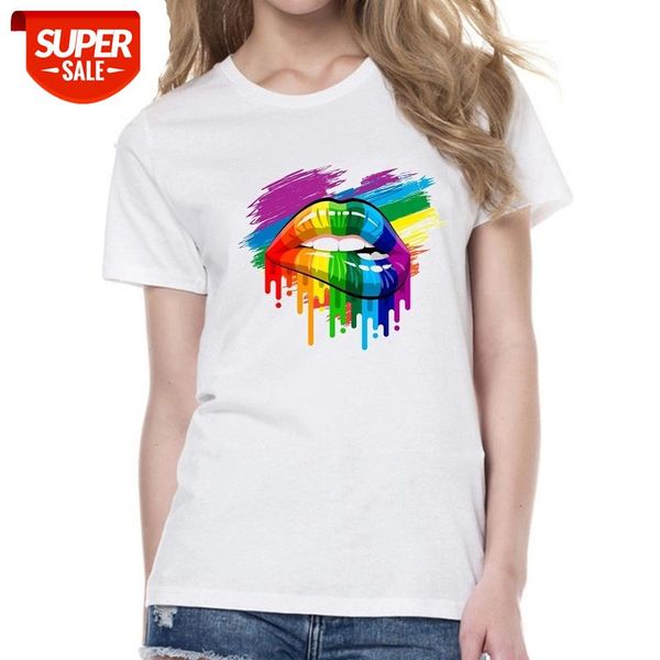 Watercolor Rainbow Pride Lips t shirt women summer fashion harajuku t-shirt femme Korean style clothes tshirt female #Bd8X, White
Watercolor Rainbow Pride Lips t shirt women summer fashion harajuku t-shirt femme Korean style clothes tshirt female #Bd8X, White