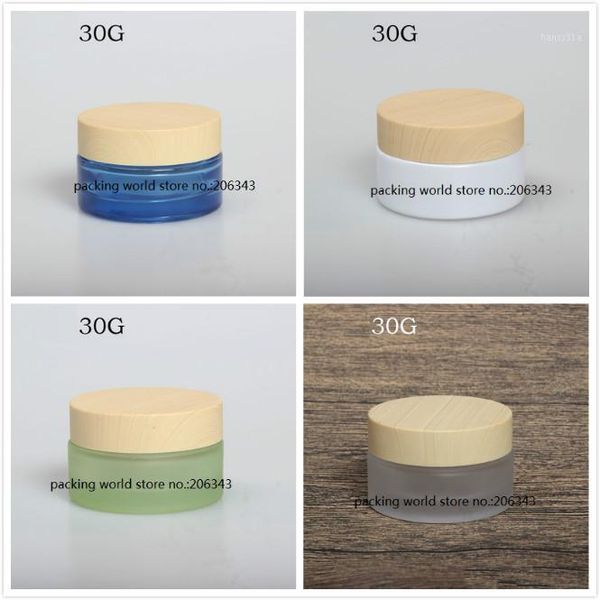 30g frosted/green/blue glass jar wooden shape lid for day cream/night cream/moisturizer/essence/gel cosmetic packing1
30g frosted/green/blue glass jar wooden shape lid for day cream/night cream/moisturizer/essence/gel cosmetic packing1