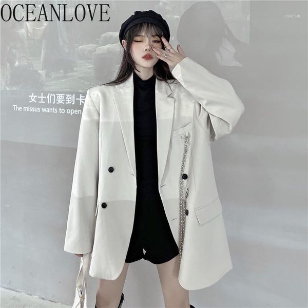 oceanlove female balzer solid chains harajuku loose bf style women blazers autumn double breasted vintage blazer femenino 187311, White;black
oceanlove female balzer solid chains harajuku loose bf style women blazers autumn double breasted vintage blazer femenino 187311, White;black