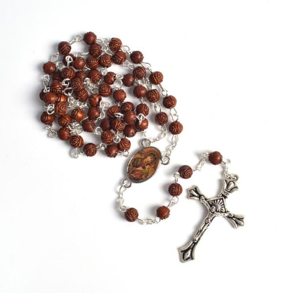 trendy religious small size rose shape acrylic beads our lady of perpetual help rosary necklace, Silver
trendy religious small size rose shape acrylic beads our lady of perpetual help rosary necklace, Silver