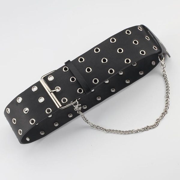 women/men punk belt three rows of holes belt detachable chain decorative jeans waistband accessories pu leather, Black;brown
women/men punk belt three rows of holes belt detachable chain decorative jeans waistband accessories pu leather, Black;brown