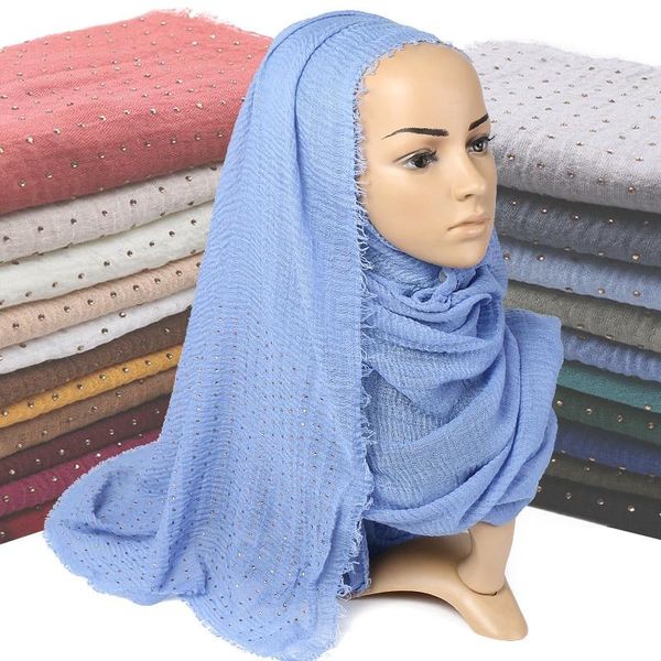 Plain Color Bubble Cotton Maxi Muslim Women Hijab Turban Gold Diamonds Headband Fringe Edges Headscarf Long shawls 180X100CM, Blue;gray
Plain Color Bubble Cotton Maxi Muslim Women Hijab Turban Gold Diamonds Headband Fringe Edges Headscarf Long shawls 180X100CM, Blue;gray