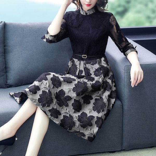 2019 autumn new fashion elegant lace stitching socialite lace dress elegant dress zasjt, Black;gray
2019 autumn new fashion elegant lace stitching socialite lace dress elegant dress zasjt, Black;gray