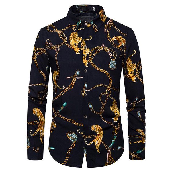 golden chain tiger printed shirts men dress nightclub camisa social long sleeve hip hop streetwear mens black shirt, White;black
golden chain tiger printed shirts men dress nightclub camisa social long sleeve hip hop streetwear mens black shirt, White;black